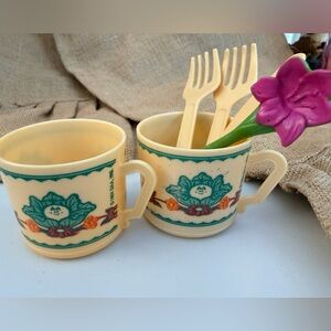 Vintage Fisher Price Fun W/ Food Replacement Cups Forks Knife Cabbage Patch Kids